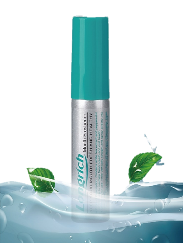 Longrich Mouth Freshener is a versatile spray that effectively eliminates mouth odor, provides antioxidant protection, alleviates cold symptoms, and promotes nasal decongestion. It is enriched with green tea extract and can be used with warm water to relieve cold symptoms.